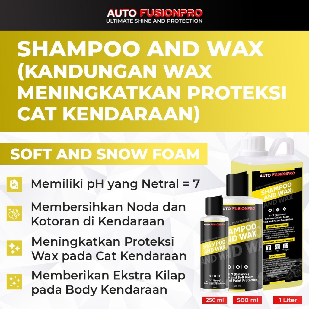 Shampoo and Wax - Shampoo Dengan Kandungan Wax Membersihkan Debu, Kotoran Pada Mobil Motor Kendaraan