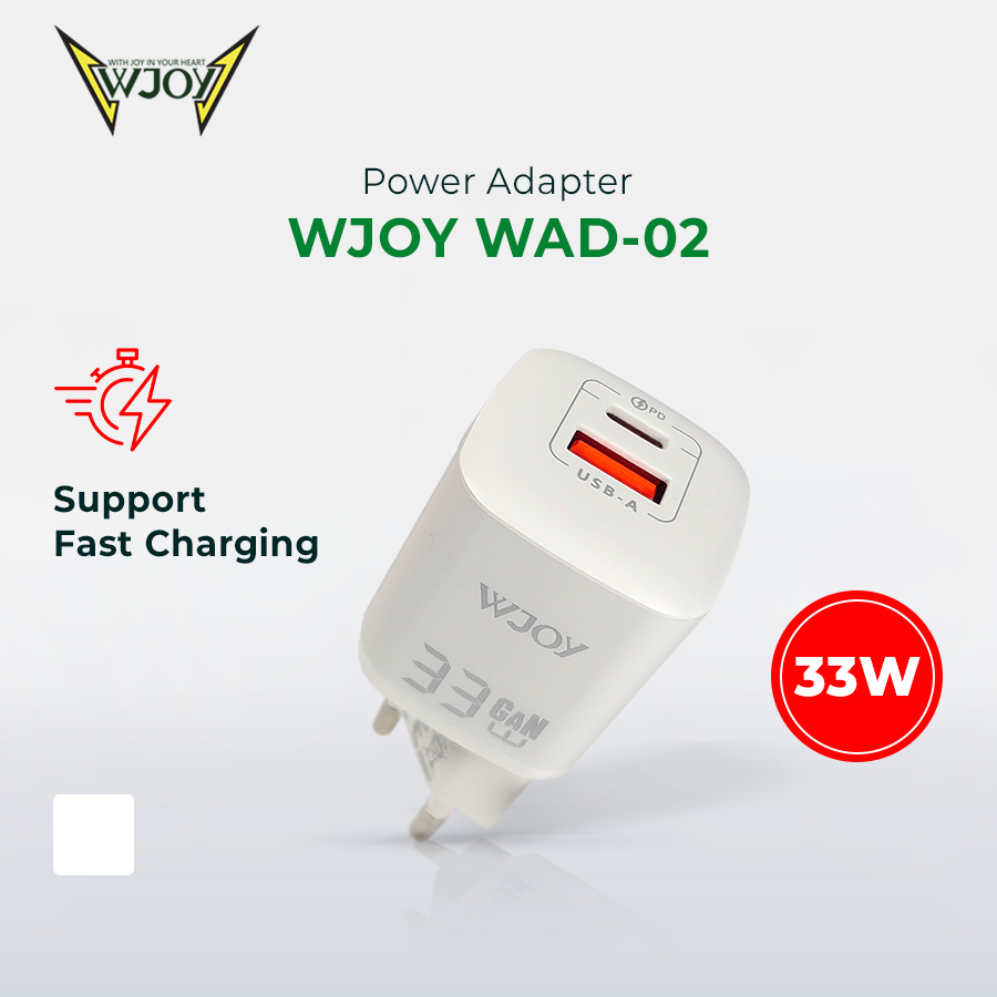 WJOY WAD-02 33W USB A dan Type C Kepala Charger Super Fast Charging Adaptor