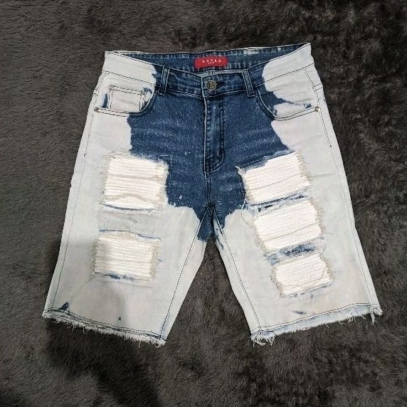 Rucas S10 Short Celana Denim Ripped Leather Pendek