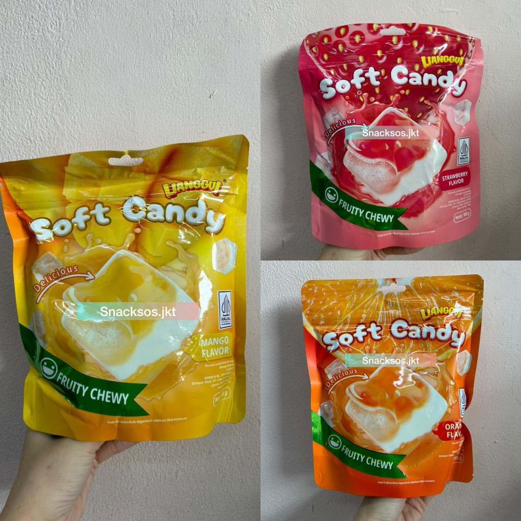 

LIANGGUI SOFT CHEWY CANDY ORANGE JERUK / STRAWBERRY / MANGO MANGGA- JELLY