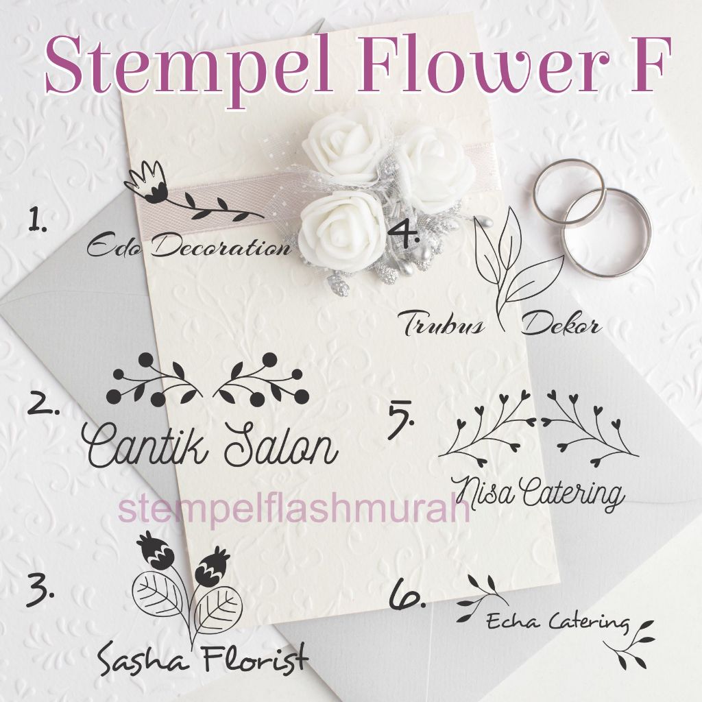 

stempel custom F desain bunga flash tinta otomatis wedding flower toko undangan dekorasi pernikahan