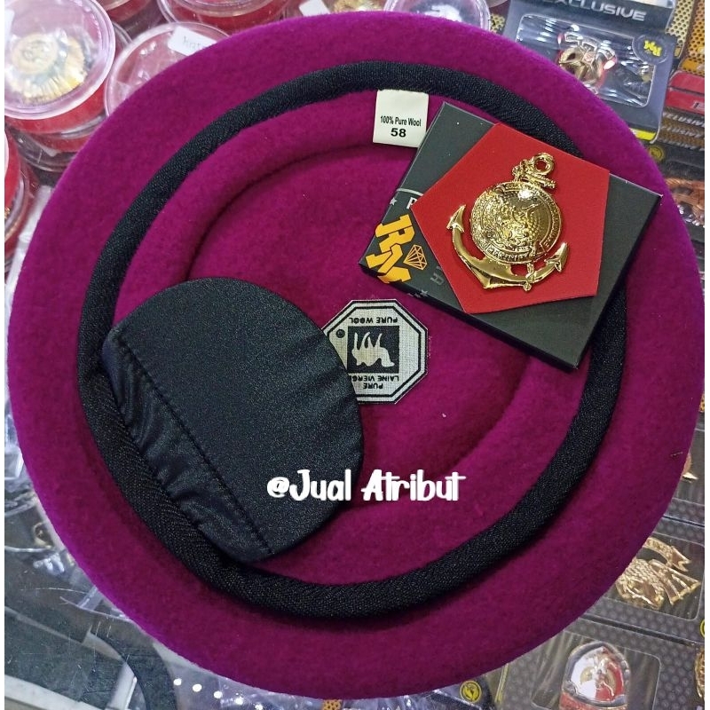 Baret Ungu Camel + Emblem MARINIR Mika Exclusive