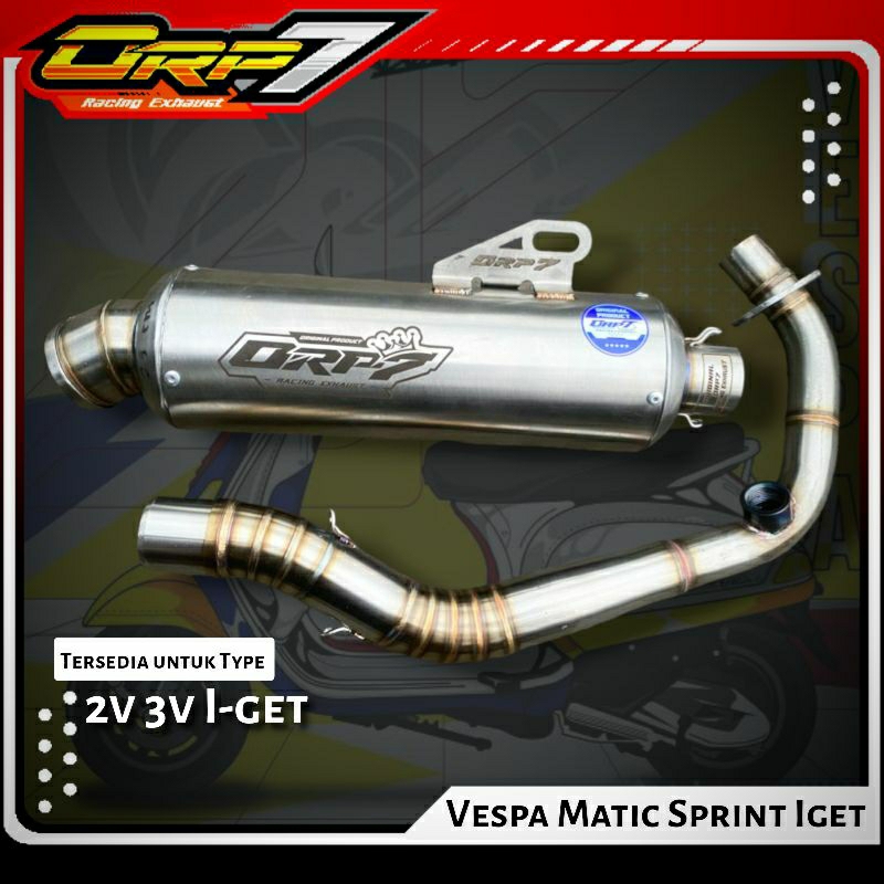 Knalpot Matic inlet 38 Vespa Sprint LX125 Primavera i-get V3 V2 PROMO GRATIS KAOS ORP7 RACING