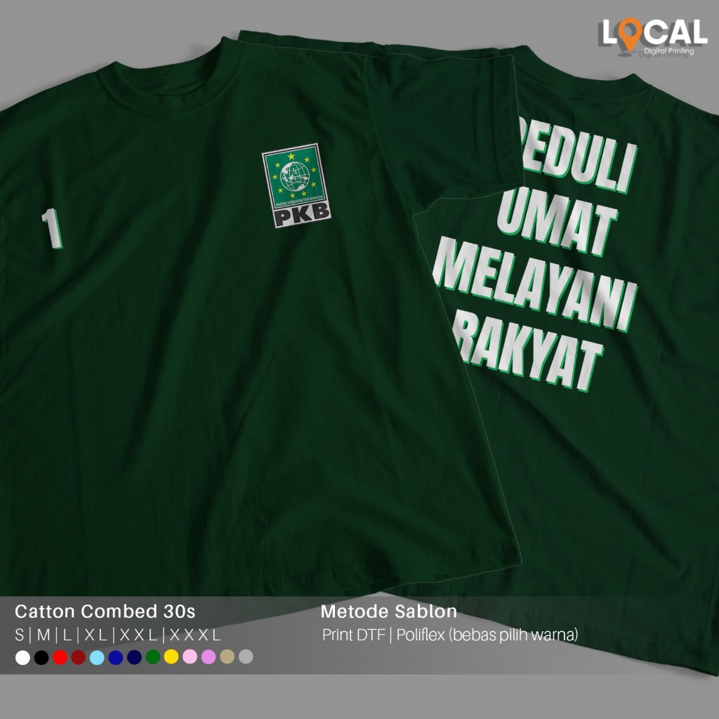 SABLON CUSTOM DTF KAOS BAJU PARTAI PKB PEMILU 2024 - LOCAL PRINT