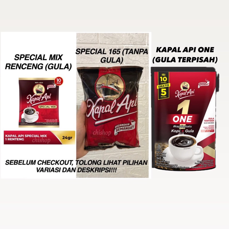 

Kopi Hitam Kapal Api Special 165 Gram / Special Mix 10 x 24 Gr