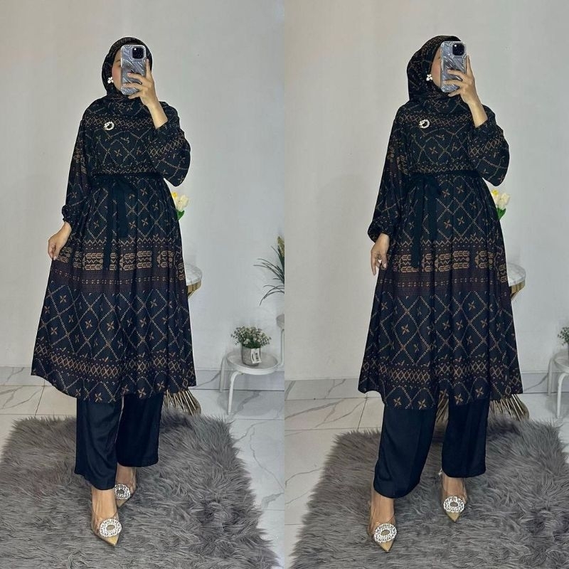ZARA SET TUNIK  PREMIUM / SETELAN TUNIK HIJAB SUPER ELEGAN