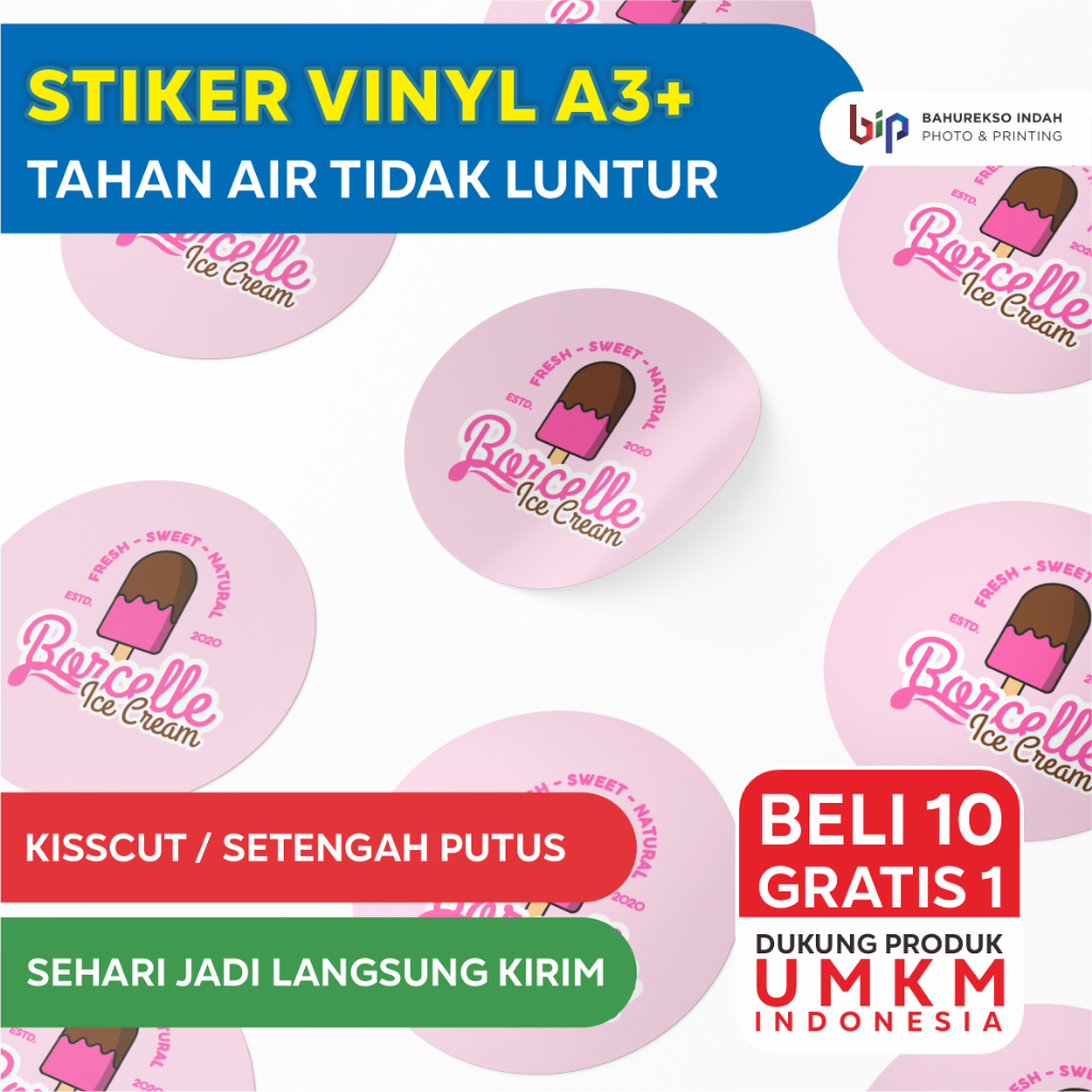 

Stiker Vinyl / Cetak Stiker Label Kemasan / Label Usaha Makanan / Cetak Label Minuman A3+