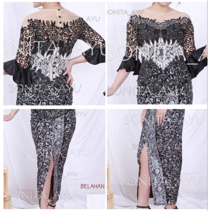 Setelan Kebaya Bali atasan dan rok warna hitam