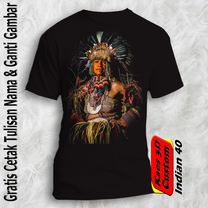 Tshirt Custom Indian Apache / Kaos Gratis Cetak Warna Hitam