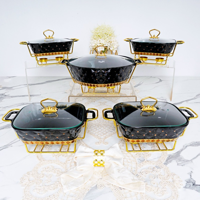 prasmanan keramik  hitam singel /wadah saji keramik (harga 1 an)