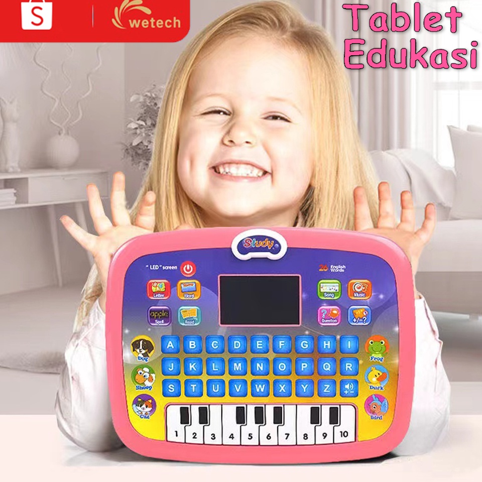 VIRAL WETECH Mainan Tablet Edukasi Anak Tablet Piano Anak Mainan Tablet Belajar Huruf Laptop Mainan 