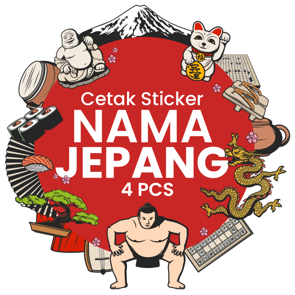 

Sticker Transparan Nama Jepang Custom 4 pcs