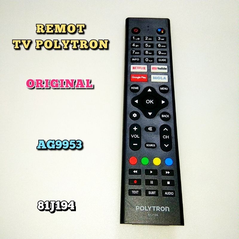 REMOT TV POLYTRON SMART ORIGINAL BAWAAN TV TYPE 81J194 REMOT ORI TV POLYTRON REMOT CONTROL TV SMART 