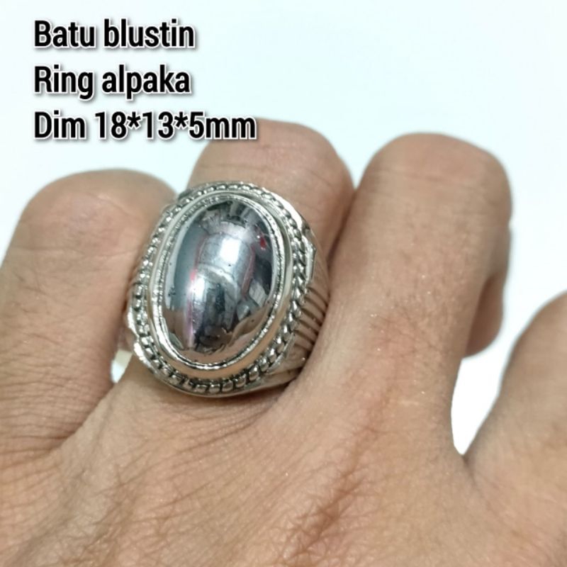 CINCIN BATU BLUSTIN BADAR PERAK RING ALPAKA