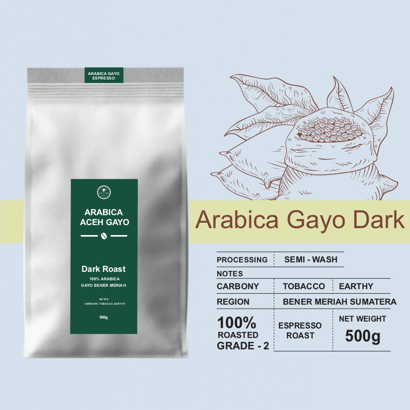 

Kopi Arabika Dark Roast Aceh Gayo 500g - Biji / Bubuk