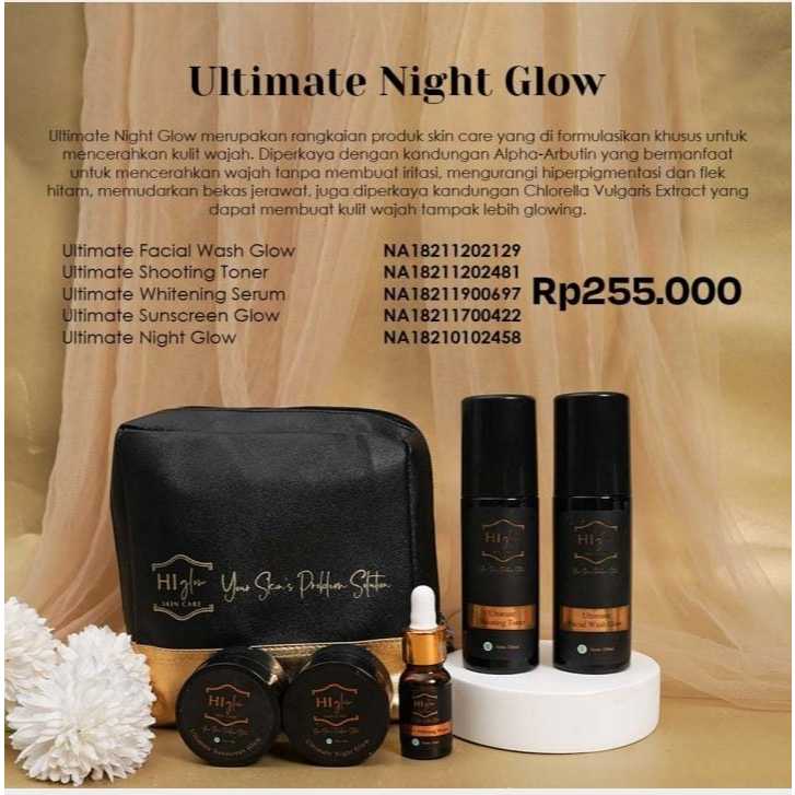 PAKET ULTIMATE NIGHT GLOW SERIES BY HI GLOW SKINCARE UNTUK FLEK RINGAN DAN KUSAM