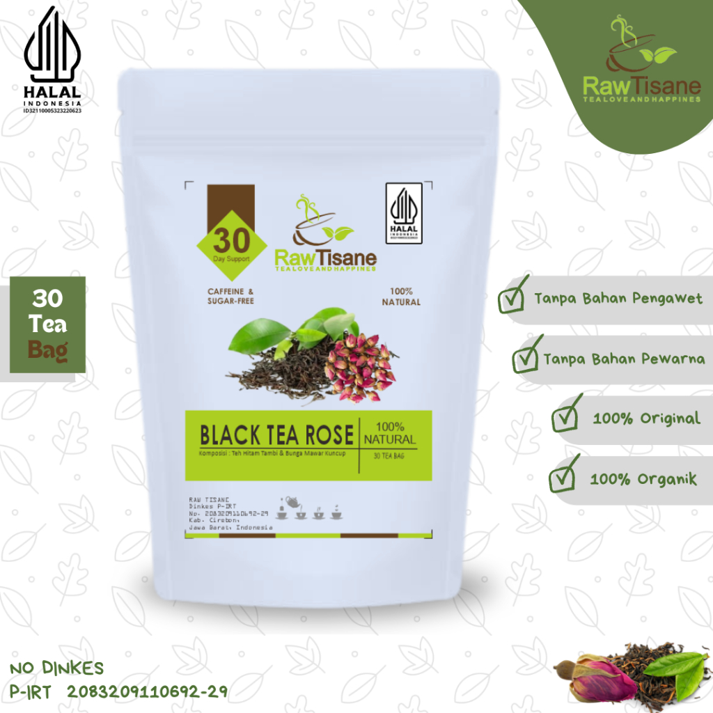 

RAW TISANE Black Tea Rose : Teh Hitam & Kuncup Bunga Mawar Isi 30 Tea Bag