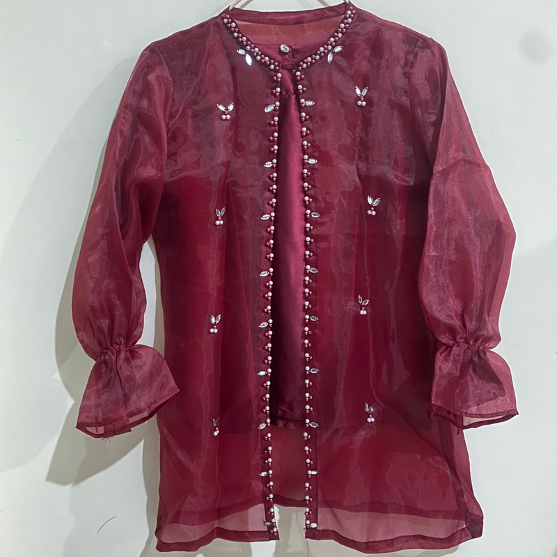 Preloved One Set Outer Organza plus Rok Lilit dan Lozy Hijab