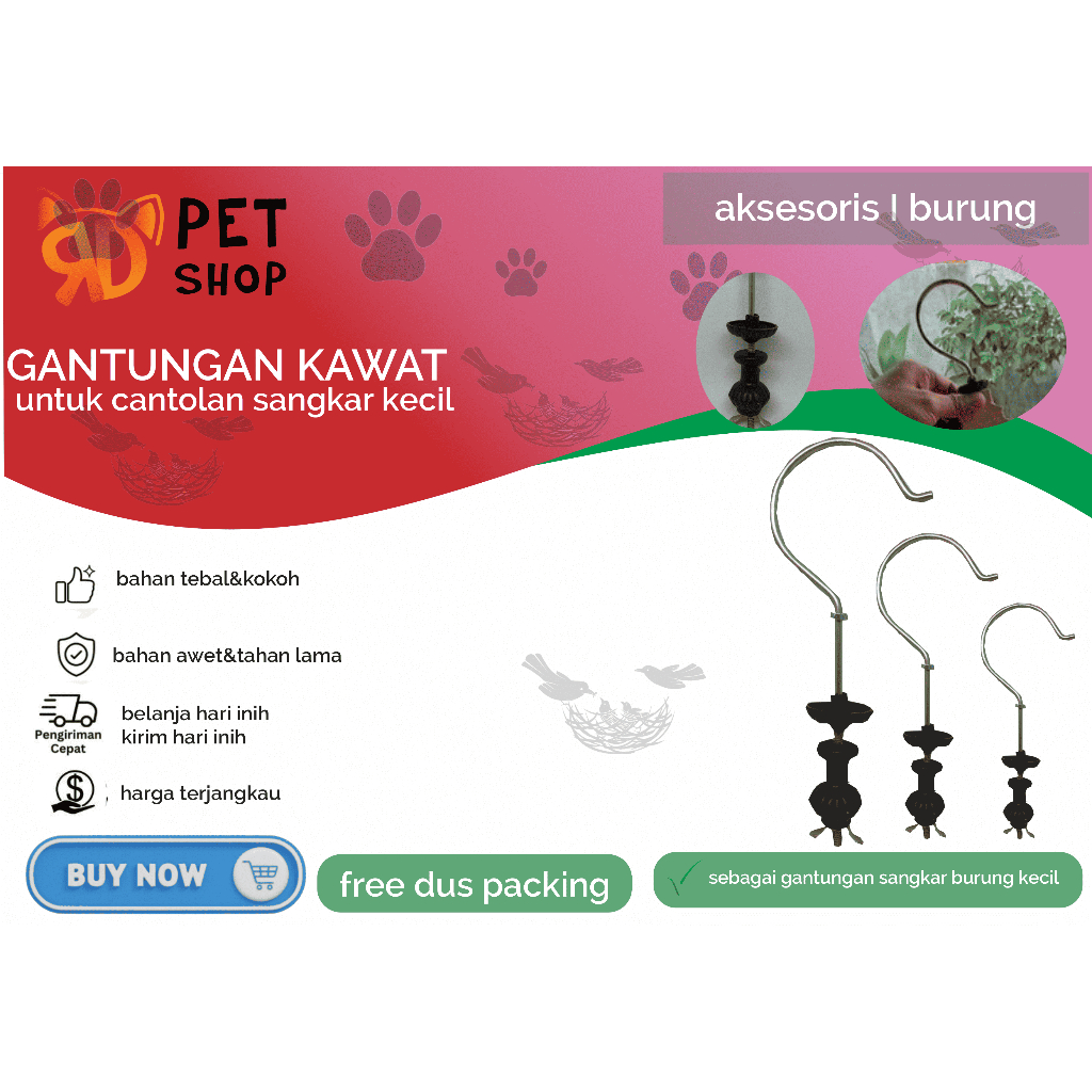 GANTUNGAN KAWAT PION PLASTIK UNTUK CANTOLAN SANGKAR BURUNG KECIL PLECI PRENJAK CIBLEK