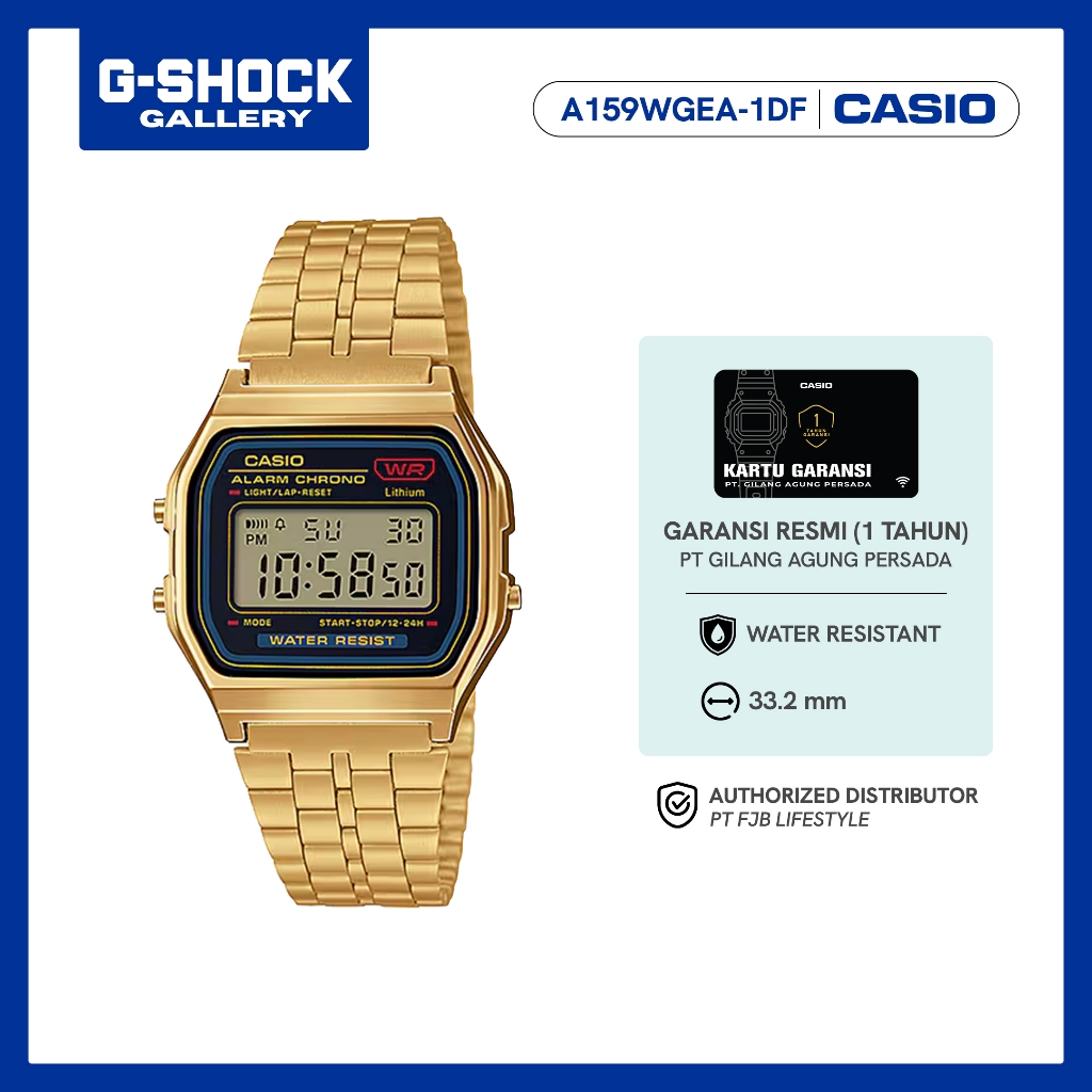 Casio Jam Tangan A159WGEA-1DF Digital Vintage Gold