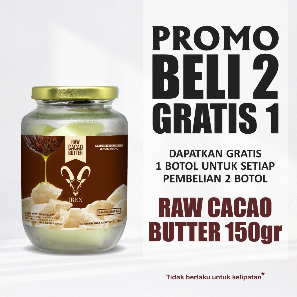 

BUY 2 GET 1 FREE !!! IBEX Raw Cacao Butter / Lemak Kakao / Lemak Coklat Freeze Dried 150gr