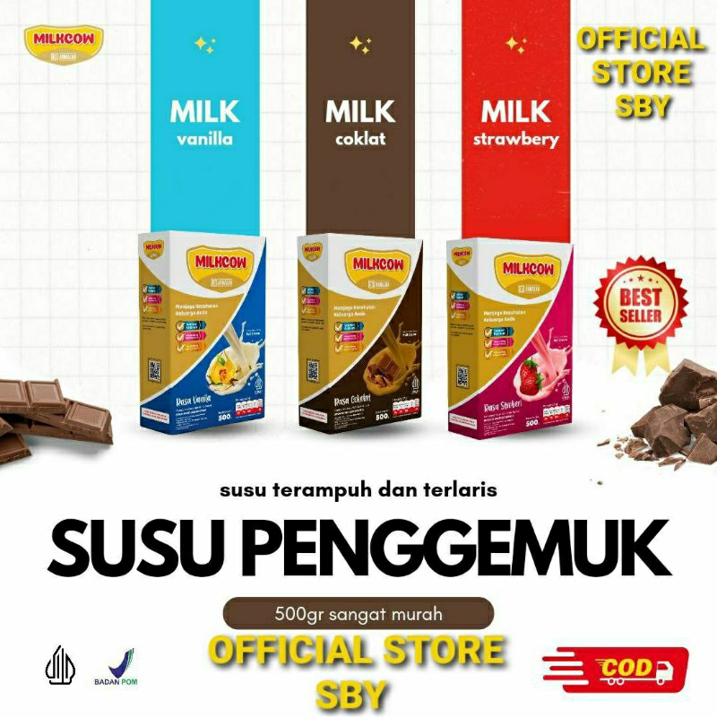 

500gram Milkcow Susu Gemuk dengan Susu sapi Asli The best Produk dan enak Aneka Rasa Minum susu yuk