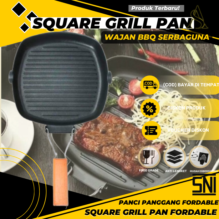 Panci Panggang Square Grill Pan Teplon Wajan Panci Panggang