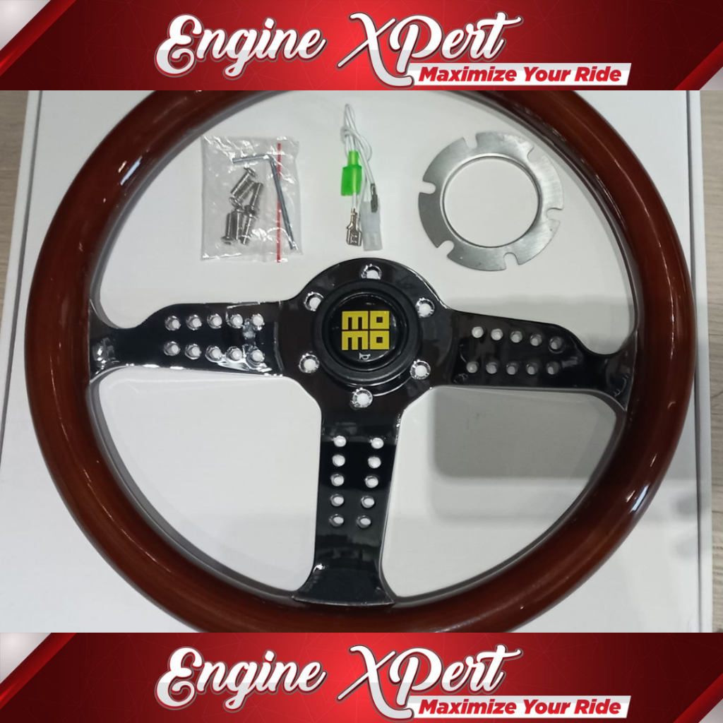 Stir Mobil Momo Kayu Palang Silver Universal / Steer Mobil Racing