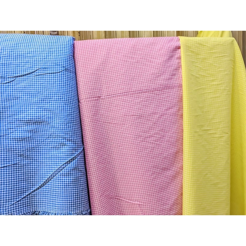 KAIN BAHAN KATUN KOTAK KOTAK, KEMEJA, BAJU,,