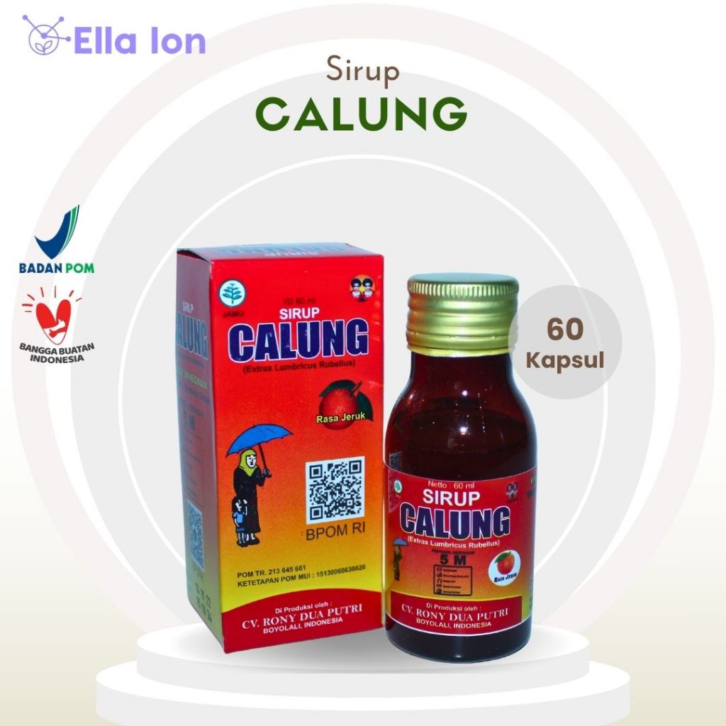 Sirup Calung  60 ml / Obat Sirup Ekstrak Cacing  / Obat Tipes / Sirup Penurun Demam / Jamu Penurun P