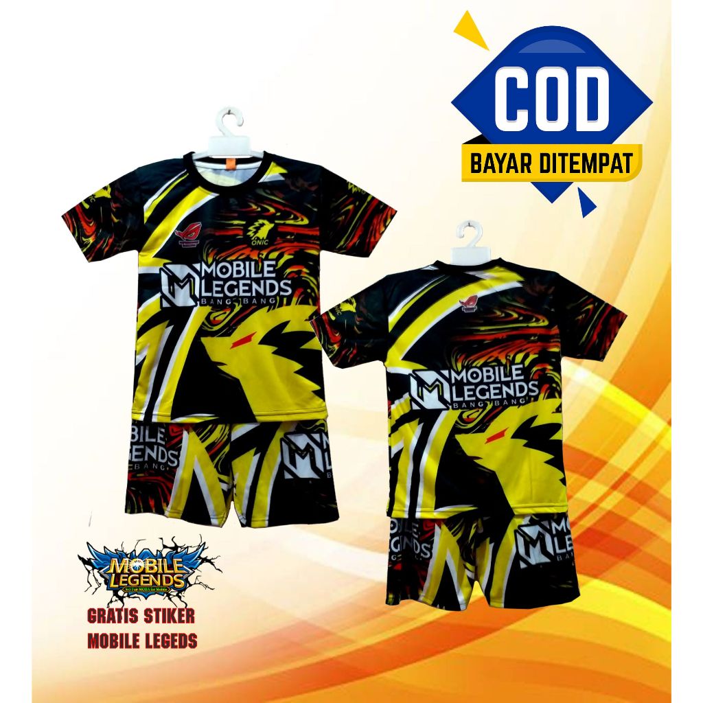 BAJU ONIC ESPORT 2024 ANAK | SETELAN KAOS ANAK MOTIF CALCA ANGELICAL YELLOW DAN CELANA ANAK FF | CEL