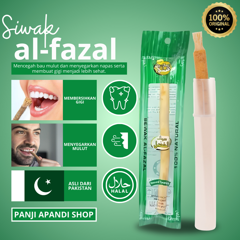 Siwak Al Fazal + Holder Miswak Asli Kayu Siwak Original BPOM - Siwak Gigi Natural Asli Pakistan