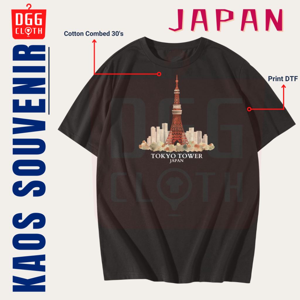 DGGClothing Kaos Oleh-Oleh Japan Tshirt Baju Souvenir Kota Jepang Tokyo Kyoto Osaka Terbaru Dewasa A