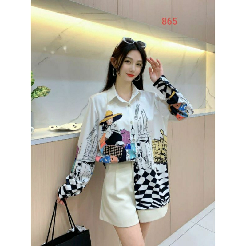 NEVADA KEMEJA WANITA BANGKOK SILK BKK MOTIF