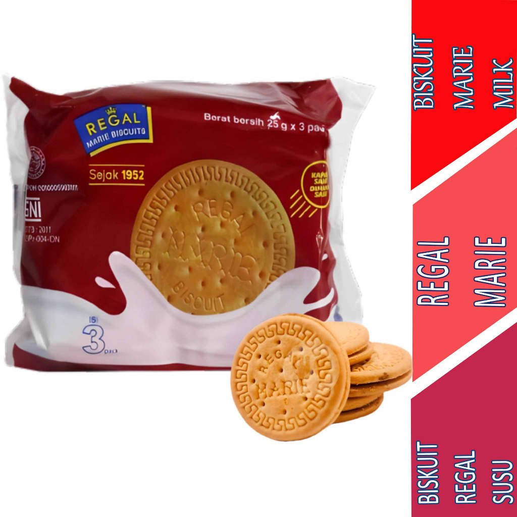 

Biskuit Rasa Susu - Biskuit Marie Regal - Biskuit Regal Susu - 3x25gr