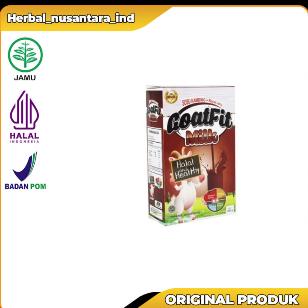 

GOATFIT MILK SUSU KAMBING PLUS ROYAL JELLY 200GRAM COKLAT SUSU KAMBING ETAWA ROYAL JELLY