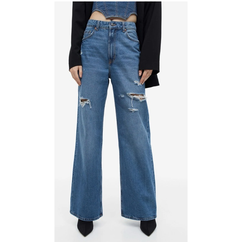 h&m wide high jeans ripped