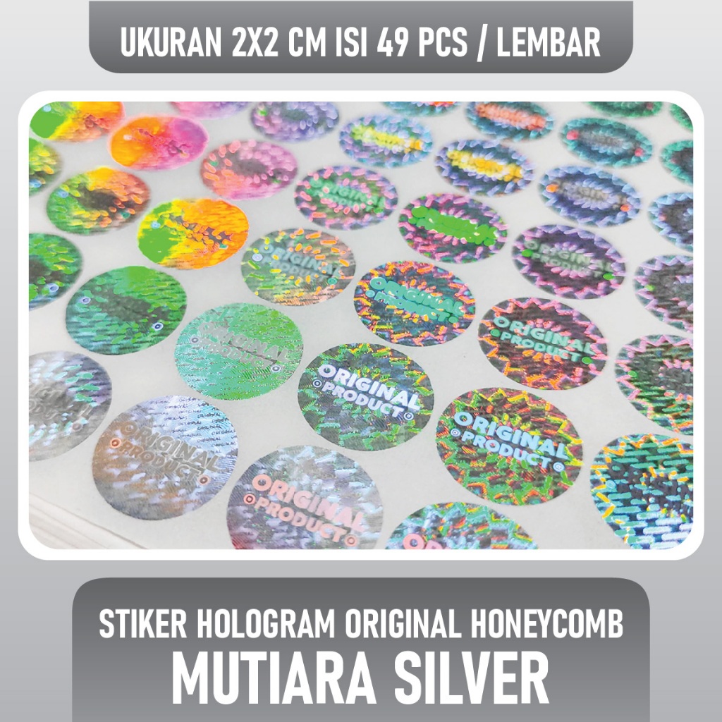 

Stiker Hologram Original HONEYCOMB BULAT _ MUTIARA 2x2cm SILVER