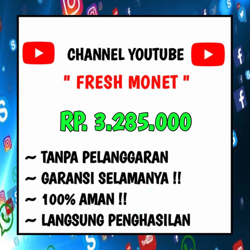CHANNEL YOUTUBE sudah Monet Sepaket Adsense Penghasilan