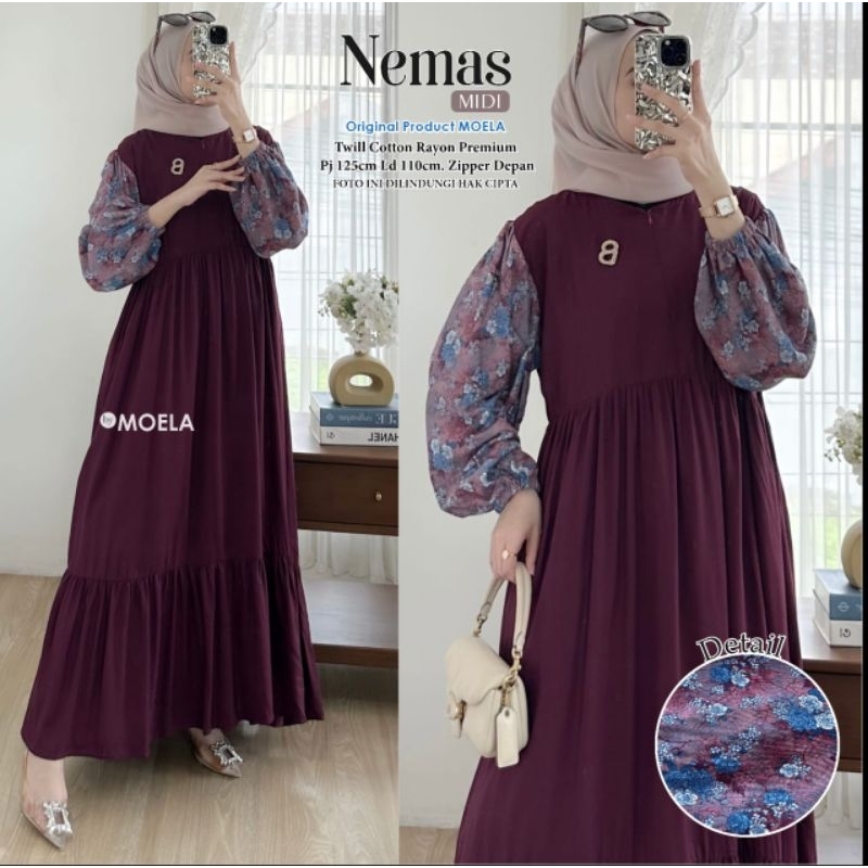 realpict midi dress kombinasi ori moela / letsa midi / nemas midi / midsi midi / midi dress rayon si