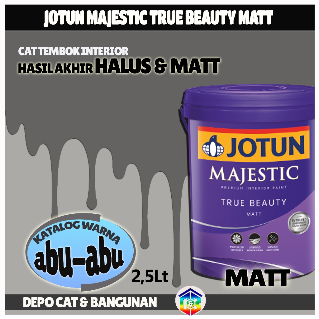 CAT TEMBOK INTERIOR JOTUN MAJESTIC MATT 2,5LTR VARIAN WARNA ABU-ABU