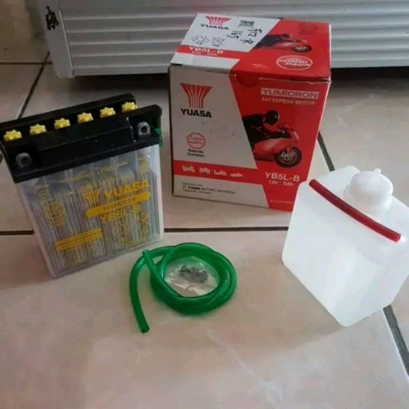 Aki Basah YUASA YB5L-B F1ZR Supra Mega pro Vega Jupiter MX135 Vespa Shogun Satria Kaze Accu 12V 5Ah