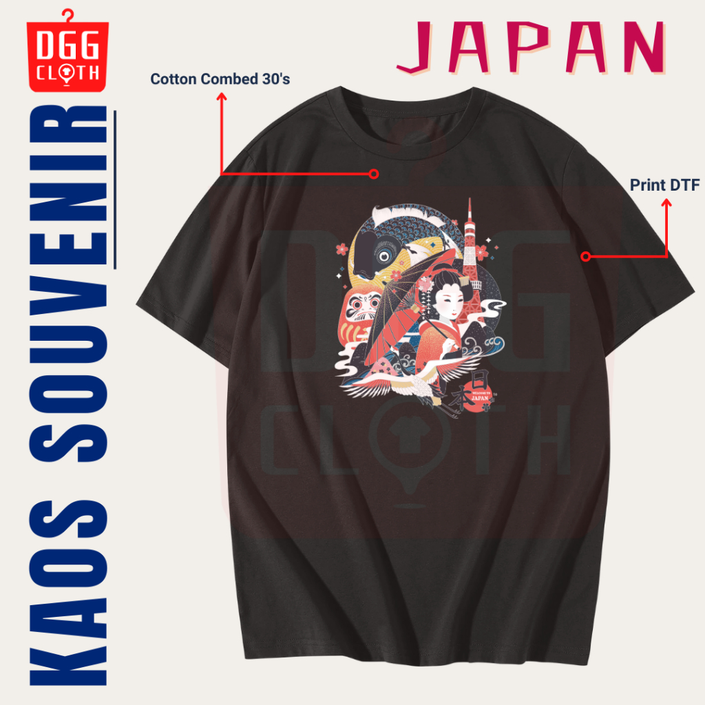 DGGClothing Kaos Oleh-Oleh Japan Tshirt Baju Souvenir Kota Jepang Tokyo Kyoto Osaka Terbaru Dewasa A