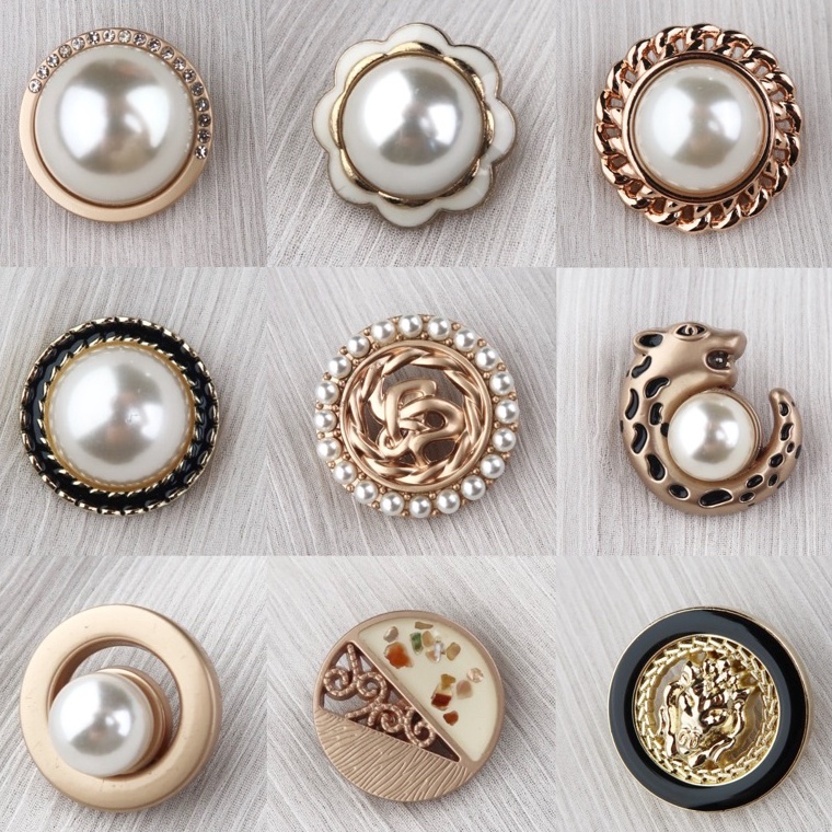 MURAH BANGET Kancing Baju Mewah Pearl Gold Mix  Fancy Button Gold Pearl  Istana Kancing