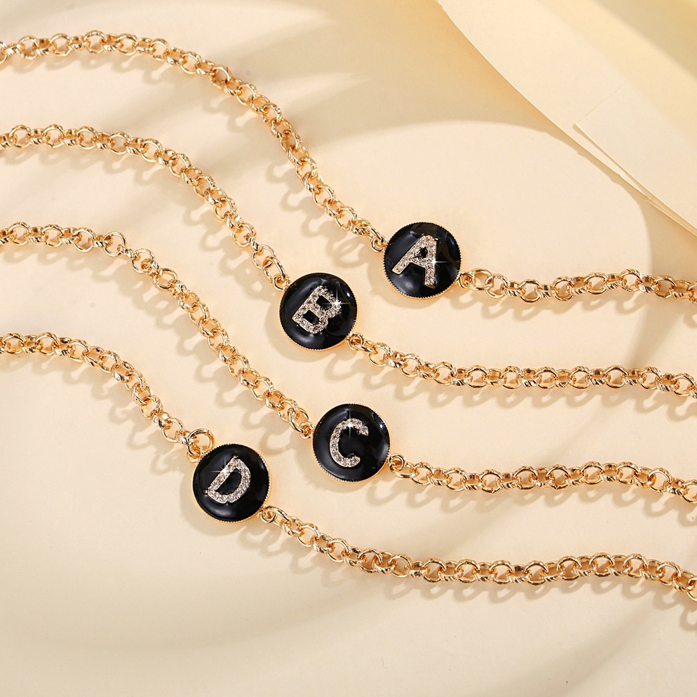 TERBAIK Lanme Jewelry Gelang Titanium Wanita Inisial Huruf Anti Karat Gelang Titanium Huruf Gold Fas