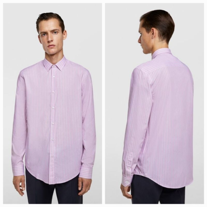 ZARA MAN KEMEJA STRIPE REGULER FIT BARU ASLI ORIGINAL