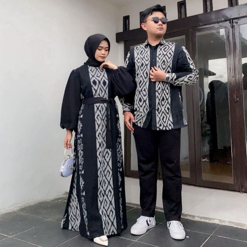 [READY STOCK] BAJU COPLE TENUN DRESS GAMIS CLARA BLACK KODE 501B DRESS KEMEJA TENUN ETNIK BAJU TENUN