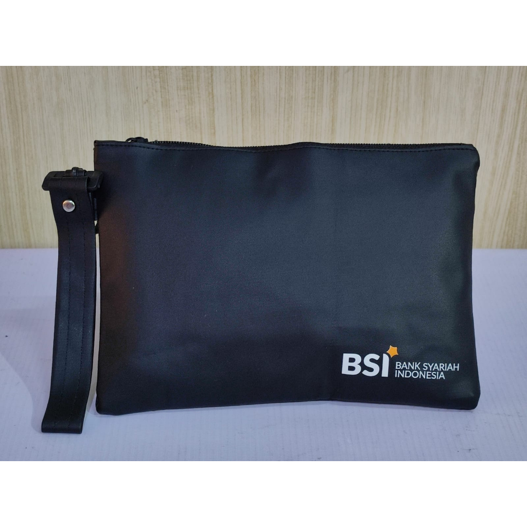 Dompet Kulit BANK BSI SYARIAH / Clutch Tas Tangan Custom / Pouch Souvenir Murah / Souvenir BSI