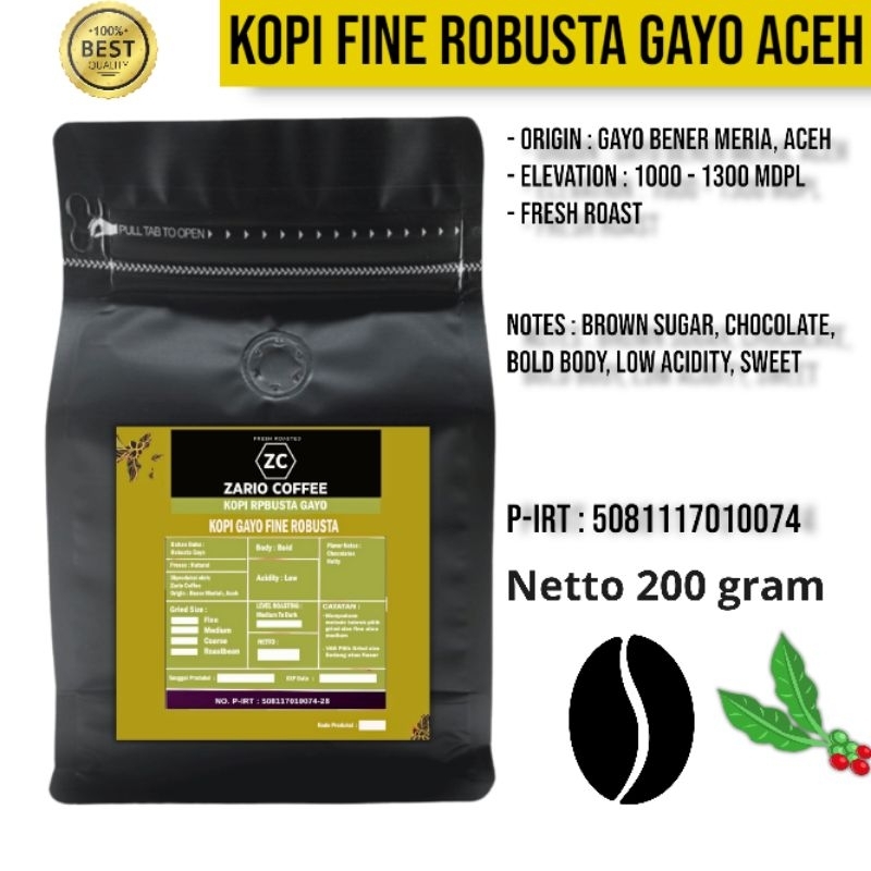 

KOPI FINE ROBUSTA GAYO ACEH 200 GRAM GOYANG ROBUSTA