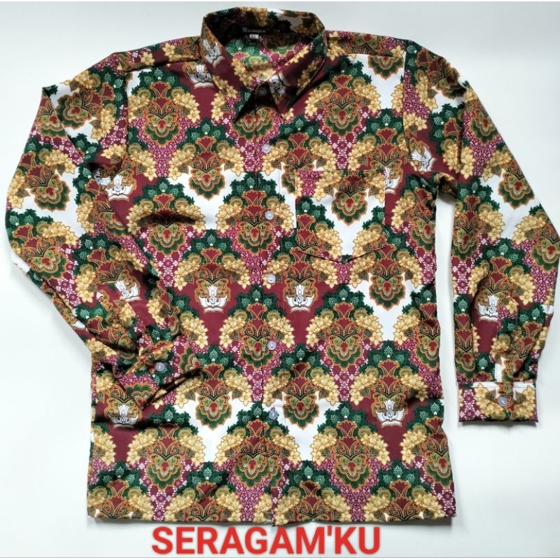 Batik SD Negeri/Batik Seragam Sekolah/Batik SD Nasional/Batik SD motif melati merah